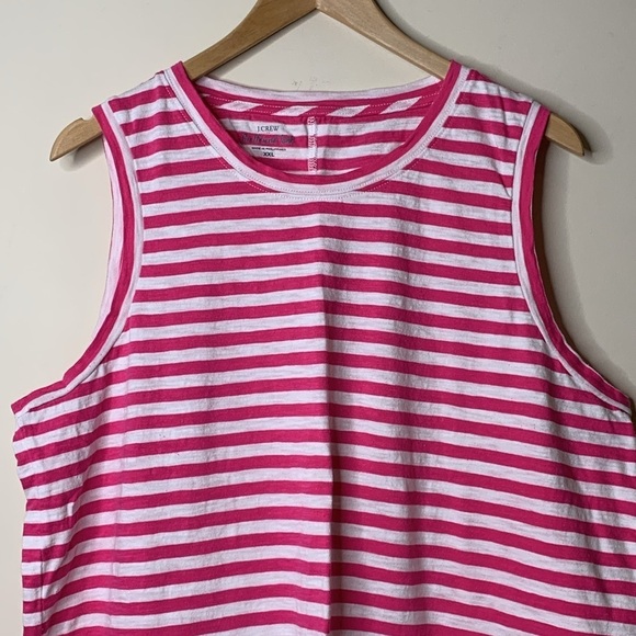 J Crew | Pink White Striped 100% Cotton Reimagined Girlfriend Tank Top XXL - Picture 3 of 8